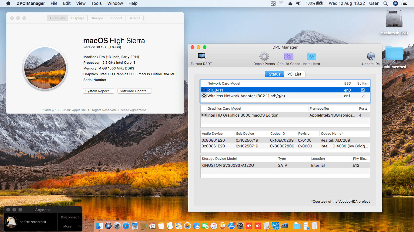 Success Hackintosh macOS High Sierra 10.13.6 Build 17G66 in Acer Aspire E1-431-10002G32M